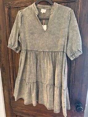 Entro Acid Wash Denim Babydoll Dress